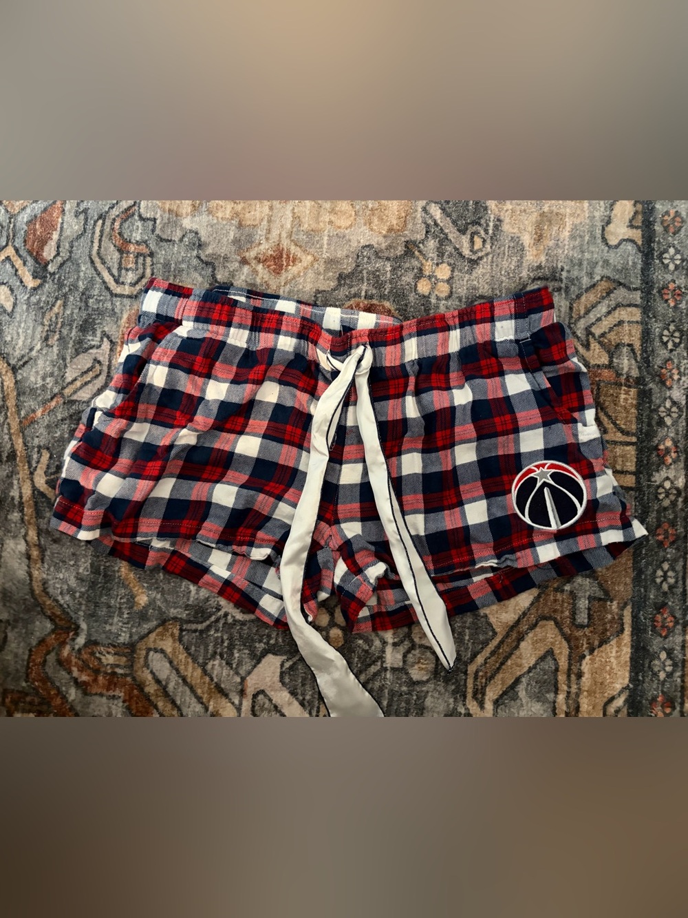 Plaid Red Navy White Women's Lounge Shorts
